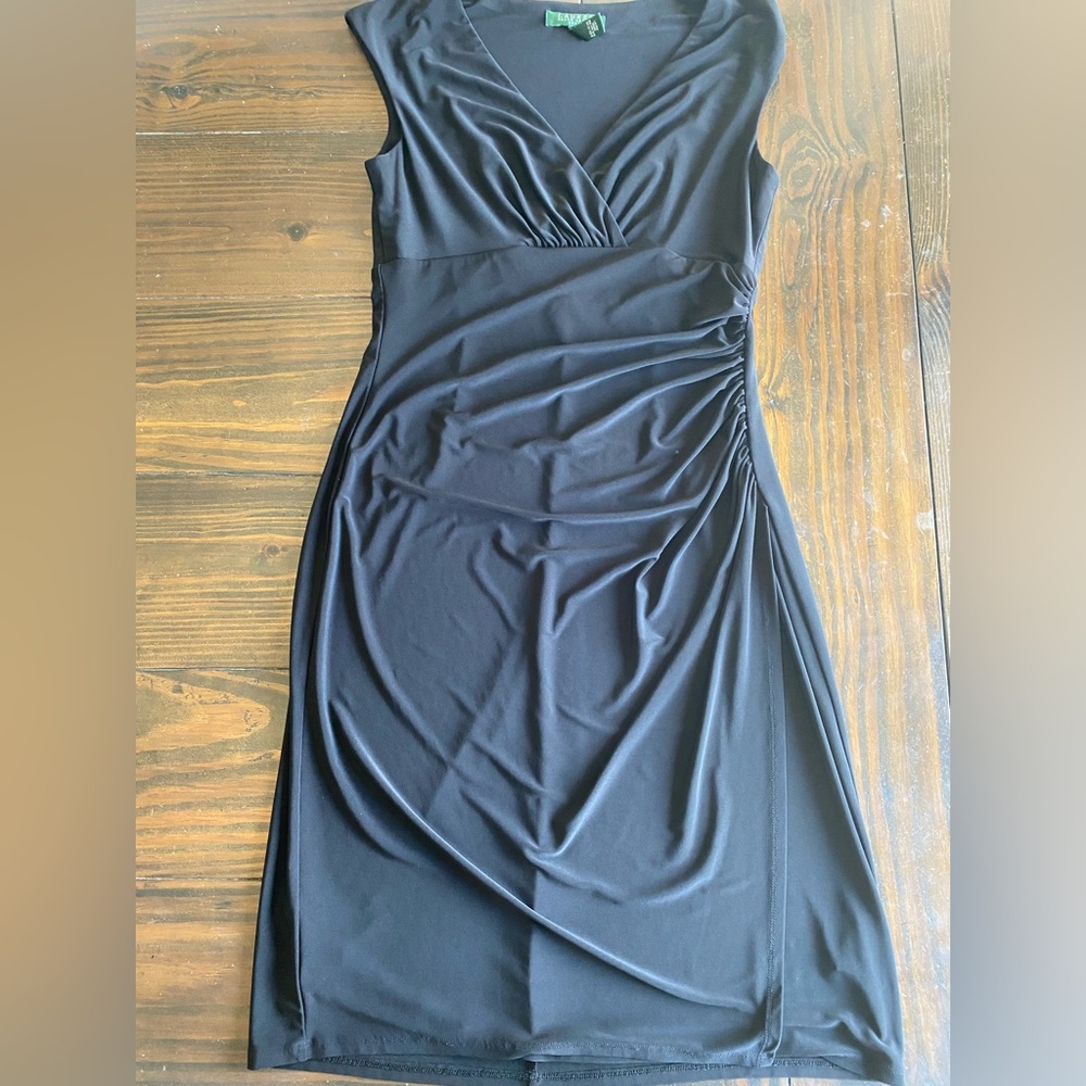 Lauren Ralph Lauren Sleeveless Sheath Dress Black 8 Petite